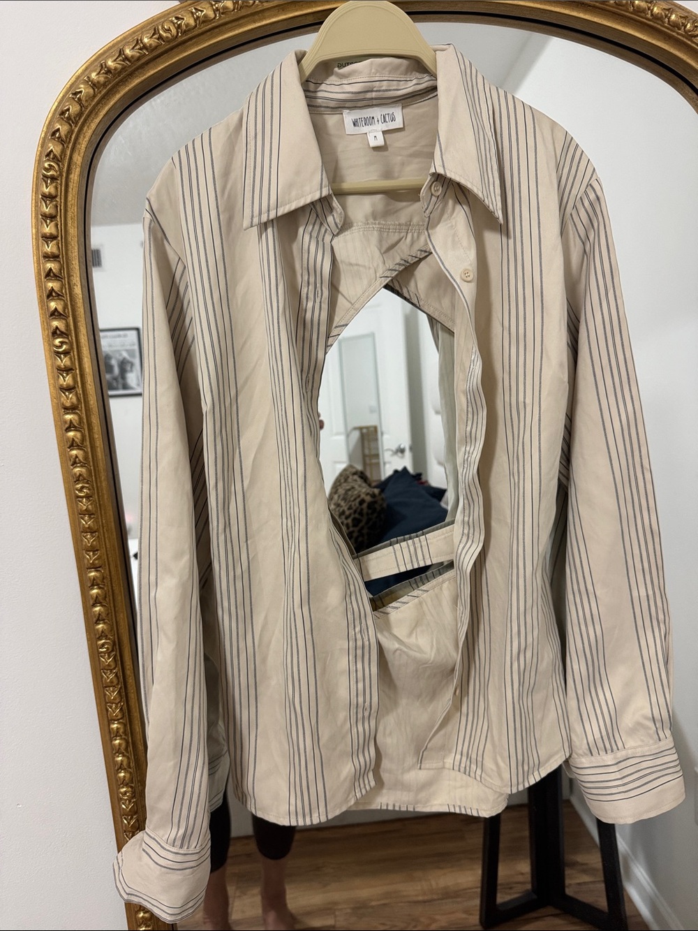 WILDFOX Taupe Striped Button-Down Shirt